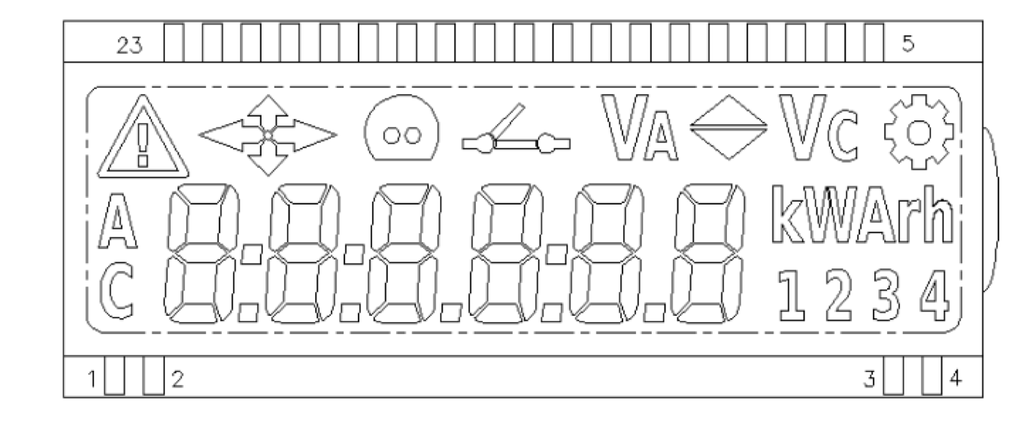 Custom Character Display 60 mm x 23 mm Display area