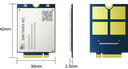 
SIM7906G-M2 is the LTE Cat 6 module which supports wireless communication modes of LTE-TDD/LTE-FDD/HSPA+. It supports maximum 300Mbps downlink rate and 50Mbps uplink rate.