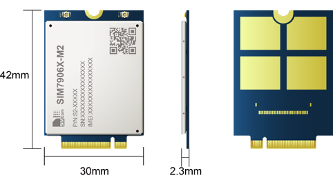 [SIM7906A M2] 
SIM7906A-M2 is the LTE Cat 6 module which supports wireless communication modes of LTE-TDD/LTE-FDD/HSPA+. It supports maximum 300Mbps downlink rate and 50Mbps uplink rate.